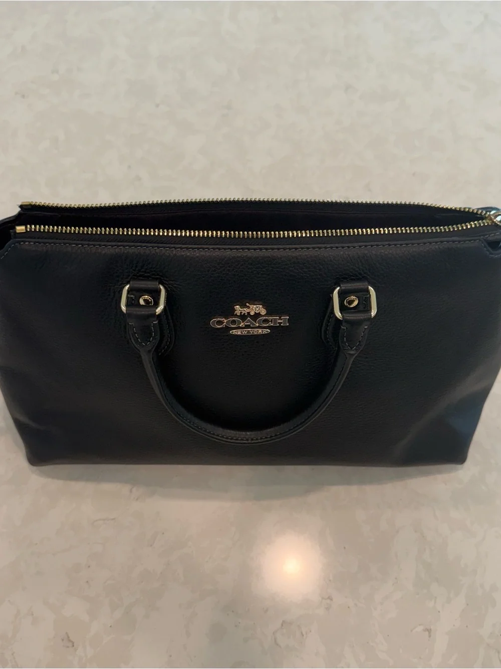 COACH Georgia Black Leather Satchel Handbag
